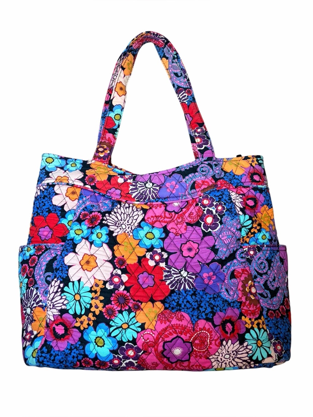 Vera Bradley Large Shoulder Tote Vibrant Retired Floral Fiesta Pattern Quilted